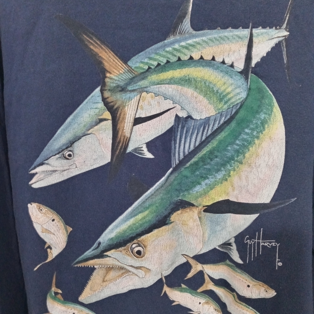 Guy Harvey Bluewater Original Long Sleeve Big and Tall Navy Blue Shirt